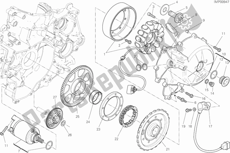 Tutte le parti per il Avviamento E Accensione Elettrici del Ducati Superbike Panigale R 1199 2016